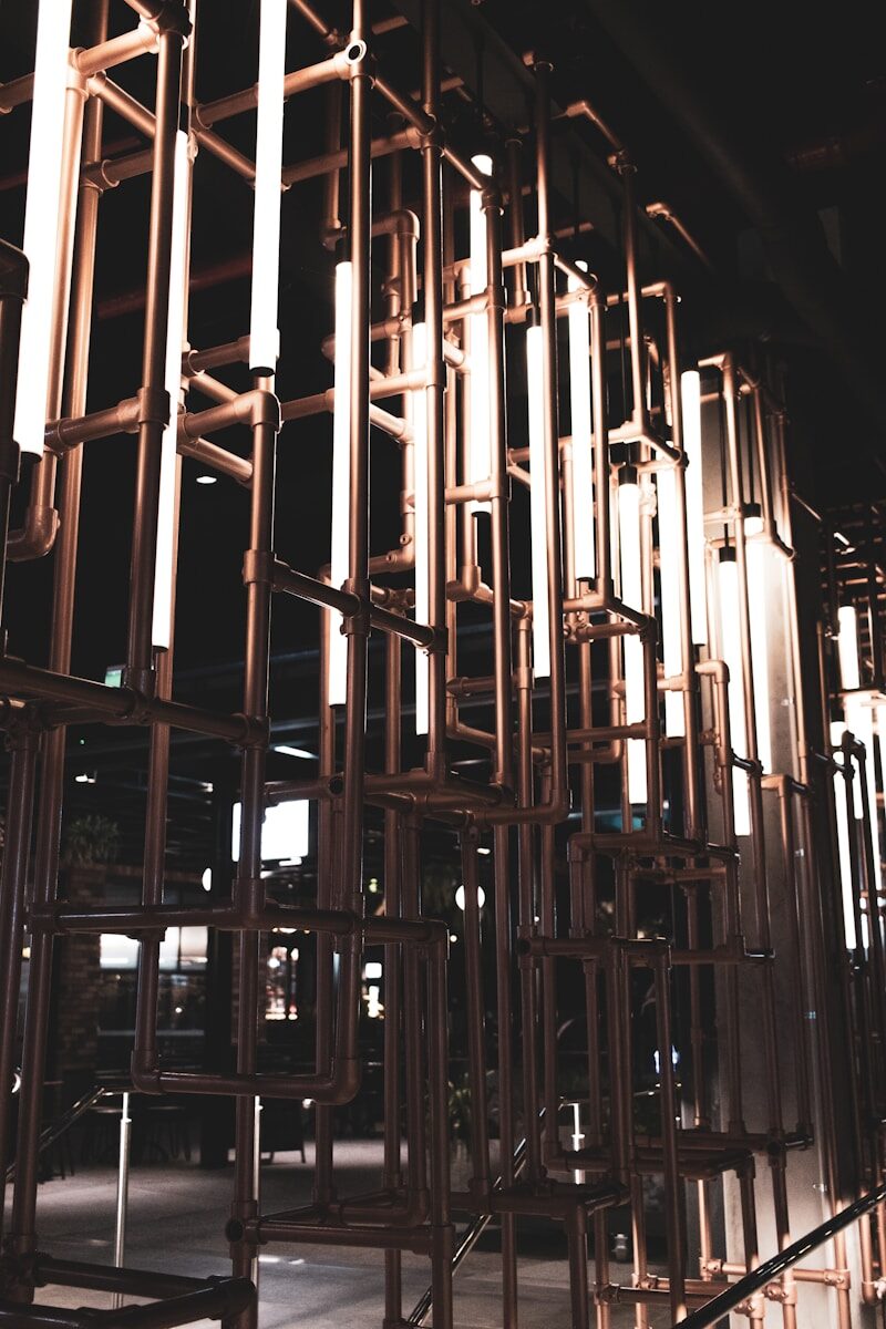Copper Piping in a beautiful grid